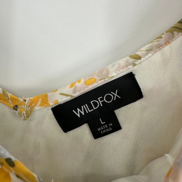 Wildfox Blair Deep V Ruffle Shoulder Painted Flower Fields Womens Mini Dress New - Picture 9 of 11